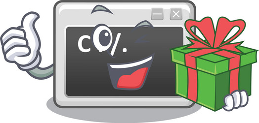 smiley command window character with gift box vector image