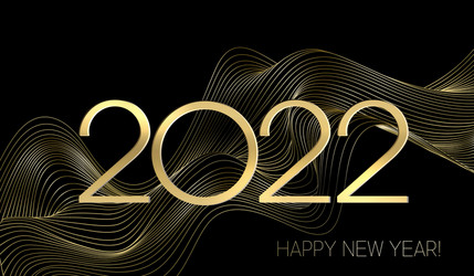 2022 new year abstract shiny color gold wave vector image