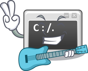 a mascot command window performance with guitar vector image