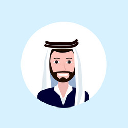 Arab businessman face happy portrait on blue vector