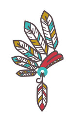 Authentic injun hat with feathers and magical Vector Image