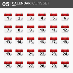 calendar icons set date vector image