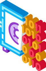 Computer hacking with binary code isometric icon vector