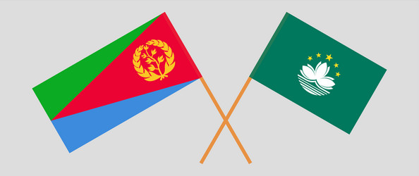 crossed flags of eritrea and macau official vector