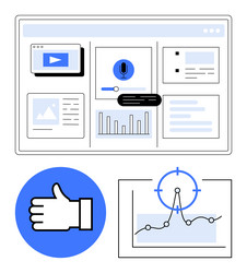 data dashboard display with voice search media vector image