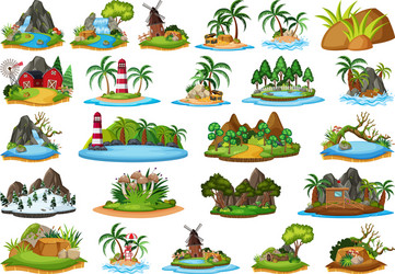 Set isolated objects theme - landscapes Royalty Free Vector