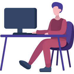 man work on computer at office desk icon vector image