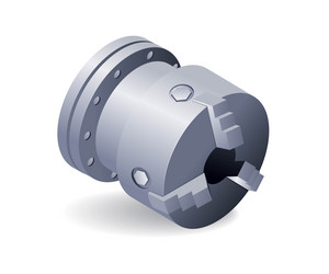 manual chuck lathe machine parts flat isometric 3d vector image