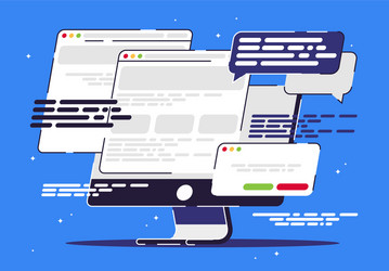 Monoblock with many open internet windows vector