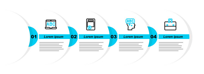 Set line briefcase learning foreign languages vector