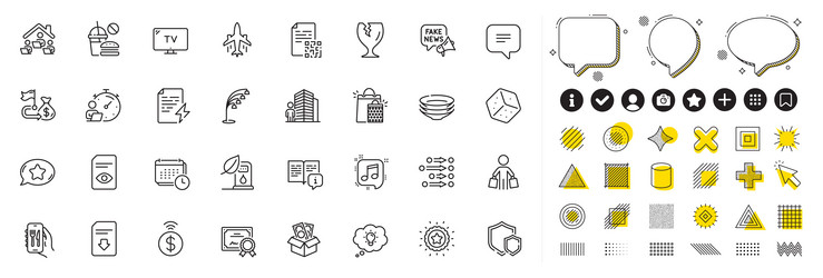 set of timer certificate and order line icons vector image