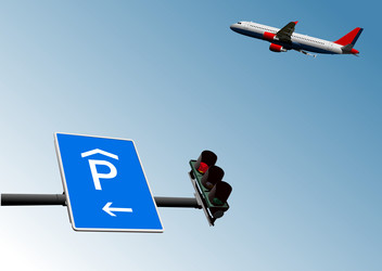 traffic light and plane image Vector Image