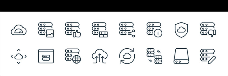 work office server line icons linear set quality vector image