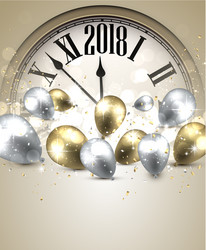 2018 new year background with clock vector