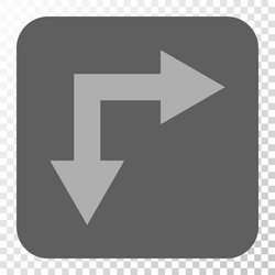 bifurcation arrow right down rounded square button vector image