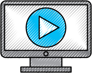 computer desktop with play button vector