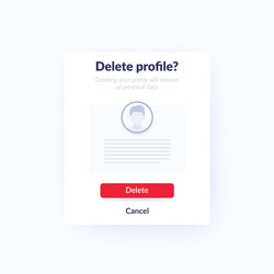 delete profile account form ui design vector image