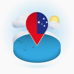 isometric round map samoa and point marker vector image