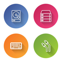 set line hard disk drive hdd server data web vector image