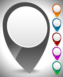 3d map marker pin set in multiply colors vector