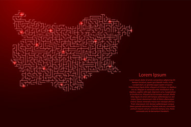 Bulgaria map from red pattern maze grid vector