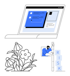 digital workflow with laptop risk measurement vector image