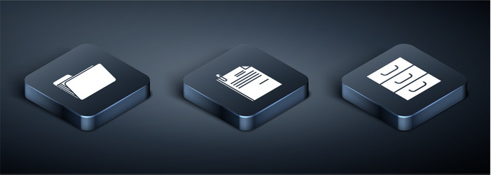 set isometric document folder drawer vector image