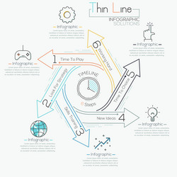 Thin line minimal arrow business cycle template vector