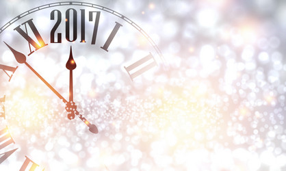 2017 new year background with clock vector image