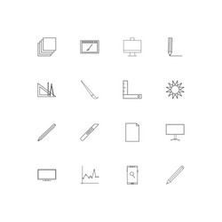 Creative process and design linear thin icons set vector