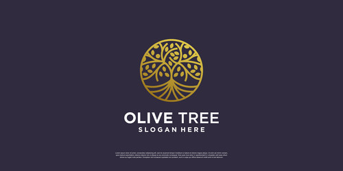 Golden tree logo with creative abstract element Vector Image