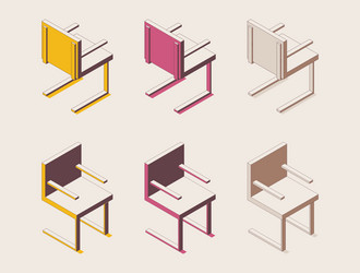 Isometric outline full color set office chairs vector