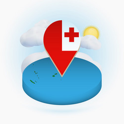 isometric round map tonga and point marker vector image