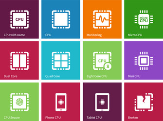 processor computer hardware icons on color vector