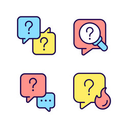 question marks and speech bubbles rgb color icons vector image