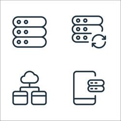 work office server line icons linear set quality vector image