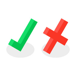 yes no accept reject checkmark cross isometric vector