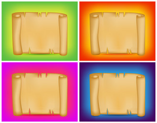 banner card set with empty paper scroll vector image