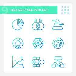 Chart and diagram gradient linear icons set vector