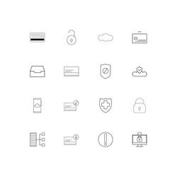 cyber security linear thin icons set outlined vector image