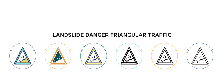 Landslide danger triangular traffic signal icon vector