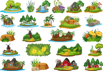 Set isolated objects theme - landscapes Royalty Free Vector