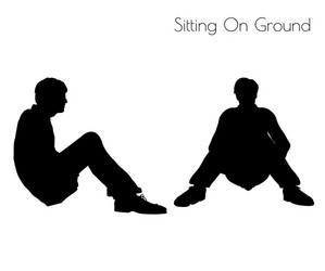 Man in Silhouette Sitting Pose Vector Image