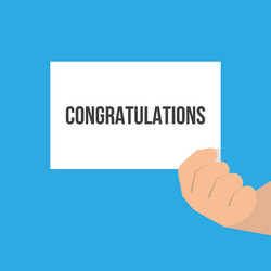 man showing paper congratulations text vector image