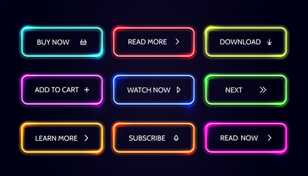 neom web button glow modern colorful action vector