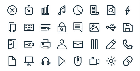 user interface line icons linear set quality vector image