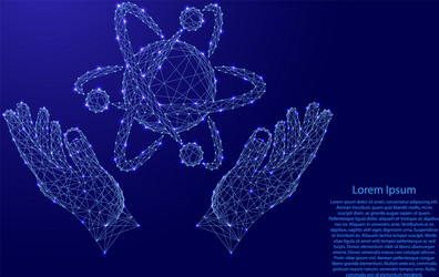Atom with orbits electrons and two holding vector