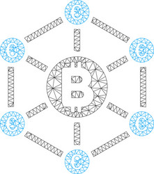 Bitcoin euro network mesh wire frame model vector