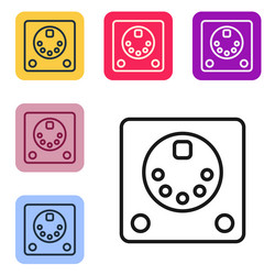 Black line drum machine icon isolated on white vector