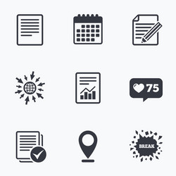 document icons file with chart and checkbox vector image